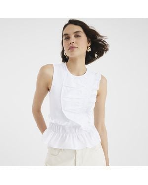 River Island Sleeveless Poplin Mix Frill Top Cotton - White