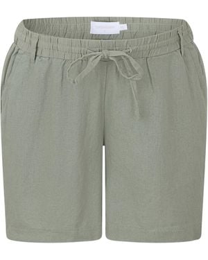 Mama.licious Ladies Linen Blend Maternity Shorts (Sea Spray) - Green