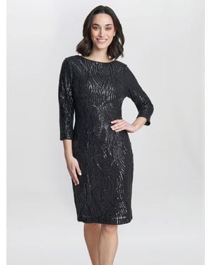 Gina Bacconi Angelina Sequin Shift Dress - Black