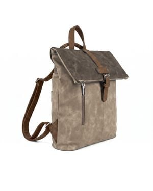 Woodland Leathers Roll-Top Backpack, Anti-Theft Travel Bag With Luggage Strap - Brown