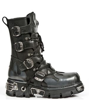 1535 S1 New Rock Boots Amazon New Rock Flame Accented/ Leather Boots- 591-S1 In Black Lyst UK