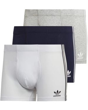 adidas Originals 3 Pack Of Comfort Flex Cotton 3-Stripes Trunks - Blue