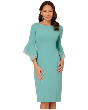 Adrianna Papell Knit Crepe Tiered Sleeve Dress - Blue