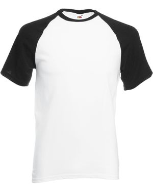 Fruit Of The Loom Short Sleeve Baseball T-Shirt Cotton - Black