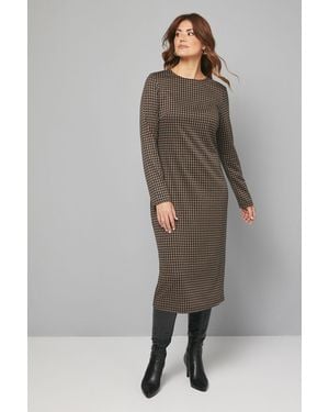 Wallis Dogtooth Jacquard Ponte Midi Dress - Grey