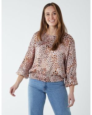Blue Vanilla Round Neck Batwing Shirred Hemband Top - Multicolour