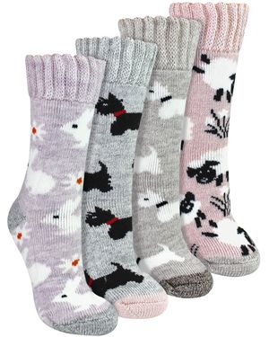 Sock Snob 4 Pairs Ladies Thick Warm Bed Socks - Grey