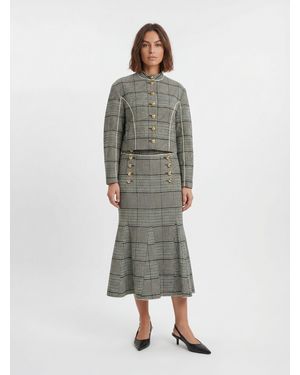 Karen Millen Tailored Check High Neck Jacket - Grey