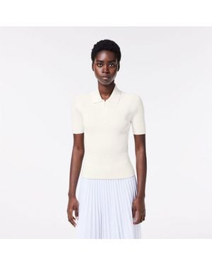 Lacoste Neck Rib Knit Polo Shirt - White