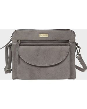 Assots London 'Jean' Distressed Vintage Real Leather Crossbody Bag - Grey