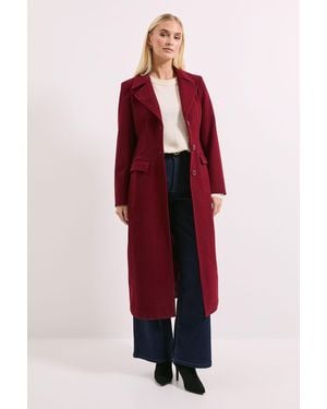 PRINCIPLES Twill Button Up Coat - Red