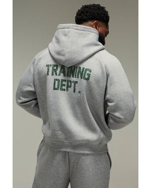 BoohooMAN Training Dept Oversized Boxy Hoodie - Grey