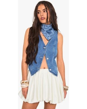 Boohoo Satin Puffball Mini Skirt - Blue