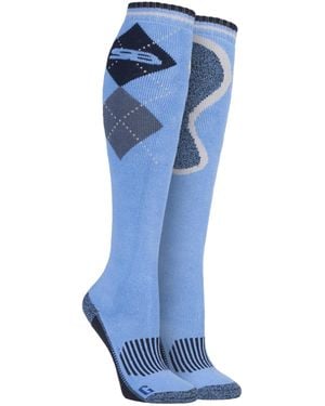 Storm Bloc Ladies Knee High Long Cotton Horse Riding Equestrian Boot Socks - Blue