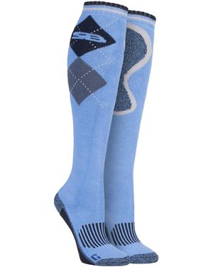 Storm Bloc Ladies Knee High Long Cotton Horse Riding Equestrian Boot Socks - Blue