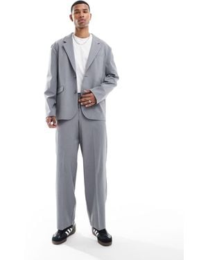 ASOS Pull On Barrel Leg Suit Trousers - Blue
