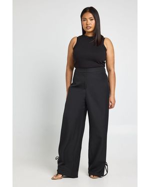 Boohoo Plus Tie Detail Tailored Trouser - Blue