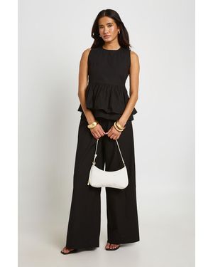 Boohoo High Neck Peplum Top And Trouser Co-Ord - Black