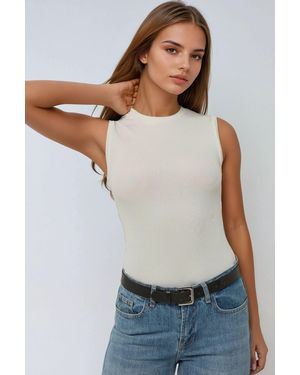 Hiccup Basic Fitted Crew Neck Top - Grey