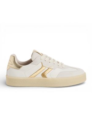 Tamaris Leather Golden Stripes Trainers Trainer Shoes - White