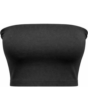 MixRay Strapless Crop Bandeau Blouse - Black