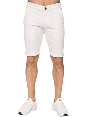 Enzo Slim Fit Stretch Chino Shorts - White