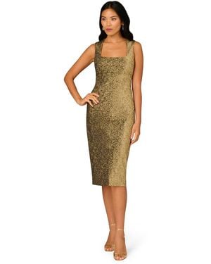 Adrianna Papell Stretch Jacquard Midi Dress - Green