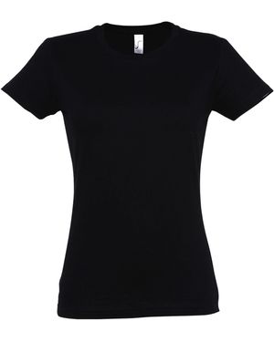 Sol's Ladies Imperial Heavy Short Sleeve T-Shirt (Deep) Cotton - Black