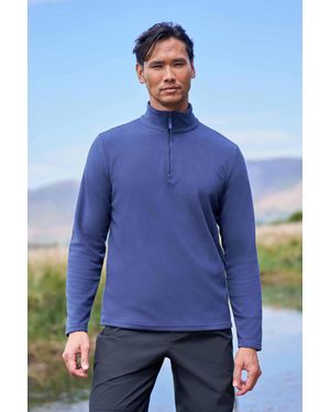 Mountain Warehouse 'Camber Ii' Half Zip Fleece Top Antipill Breathable Casual Winter Jumper - Blue