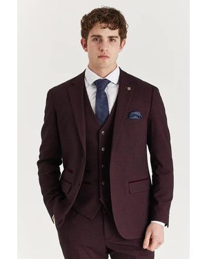 Paul Andrew Wine Suit Blazer Prince Of Wales Formal - Red