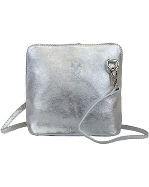 Woodland Leathers Italian Vera Pelle Leather Crossbody Bag - Grey