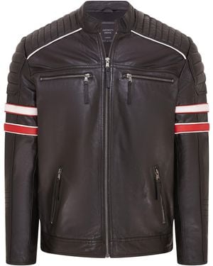 Infinity Leather Quilted Biker Racing Jacket- Brevik Lamb Leather - Black