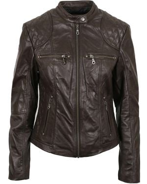 Pelle D'annata D'Annata Ladies Real Leather Biker Jacket - Black