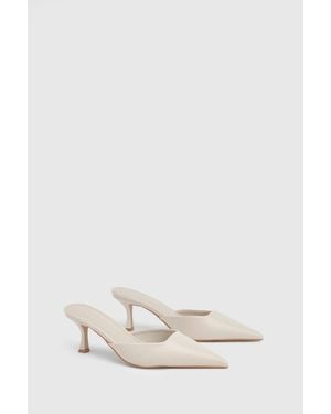 Boohoo Square Toe Court Mules - Natural