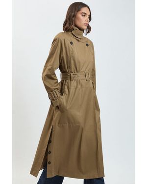 Karen Millen Funnel Neck Trench Coat - Natural