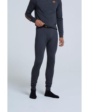 Mountain Warehouse 'Piste' Base Layer Leggings Stretchy Breathable Warm Cosy Bottoms - Blue