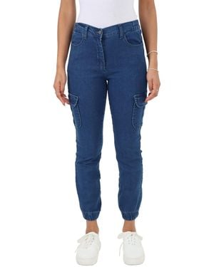 MYT Side Elastic Waist Self Cuffed Jeans - Blue