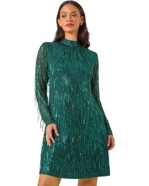 D.u.s.k All Over Fringe Shift Dress - Green