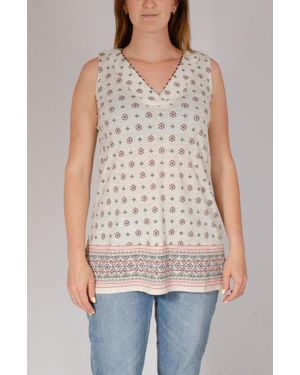 Secret Label V Neck Cotton Embroidered Tunic Top - White