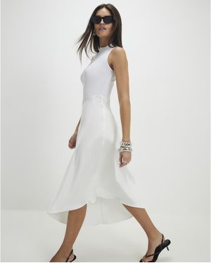 River Island Midi Dress Satin Hybrid Polyamide - White