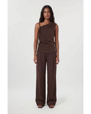 Karen Millen Cupro Touch One Shoulder Top Co-Ord - Brown