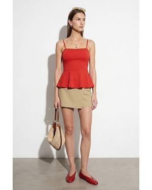 Dilvin Fitted Vierkante Hals Franje Cami Top - Rood