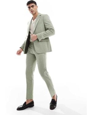 ASOS Wool Blend Slim Suit Trousers - Green