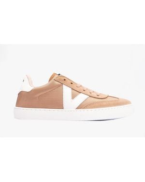 Victoria Berlin Split Leather & Nylon Trainers Taupe - Pink