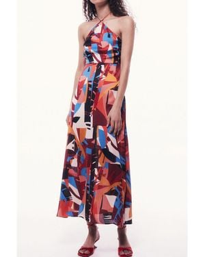 Secret Label Sfera Abstract Halterneck Dress - White