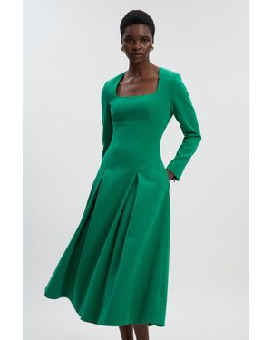 Karen Millen Compact Stretch Sweetheart Neckline Midi Dress - Green