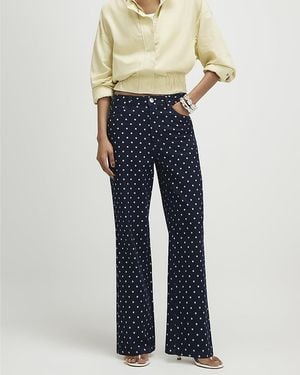River Island Straight Jeans Spot Print Relaxed Cotton - Blue