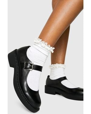 Boohoo Chunky Flat Mary Janes - White