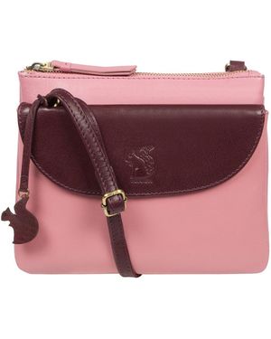 Conkca 'Tillie' Blush And Plum Leather Cross Body Bag - Pink