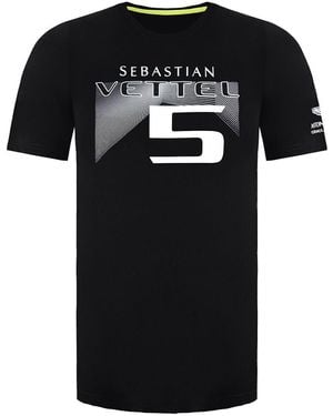 Aston Martin F1 Sebastian Vettel Driver T-Shirt Cotton - Black